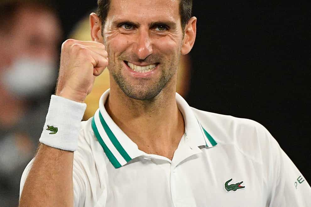 Novak Djokovic is all smiles after beating Aslan Karatsev
