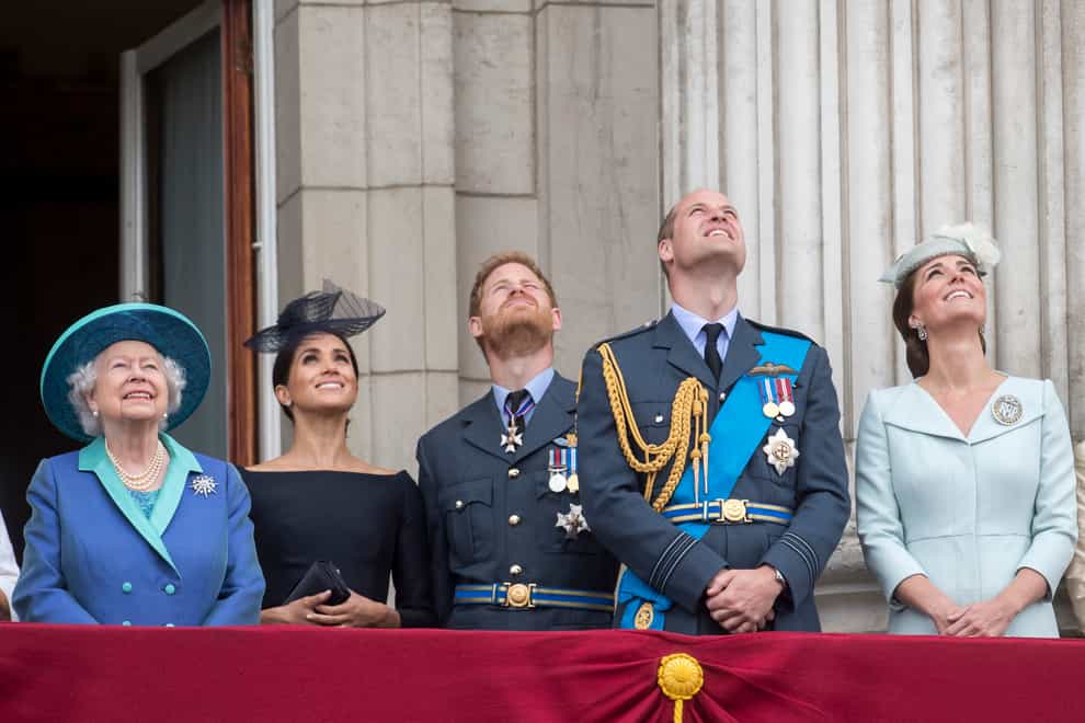 The Queen, Duchess of Sussex, Duke of Sussex, Duke of Cambridge, and the Duchess of Cambridge (Paul Grover/Daily Telegraph/PA)