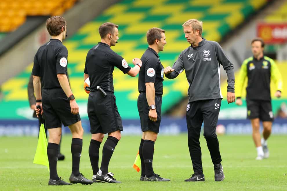 Brighton boss Graham Potter, right, says abuse of referees is a cultural problem