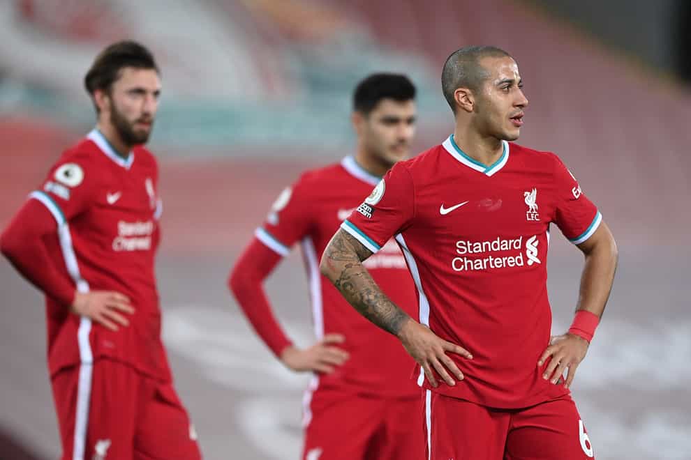 Liverpool's players appear dejected