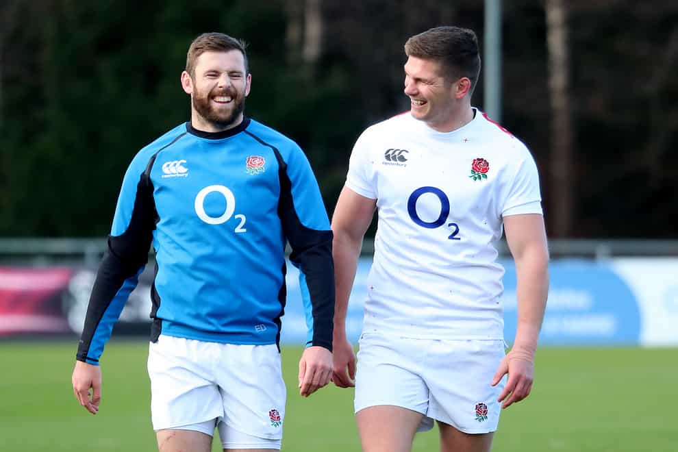 Elliot Daly and Owen Farrell in training