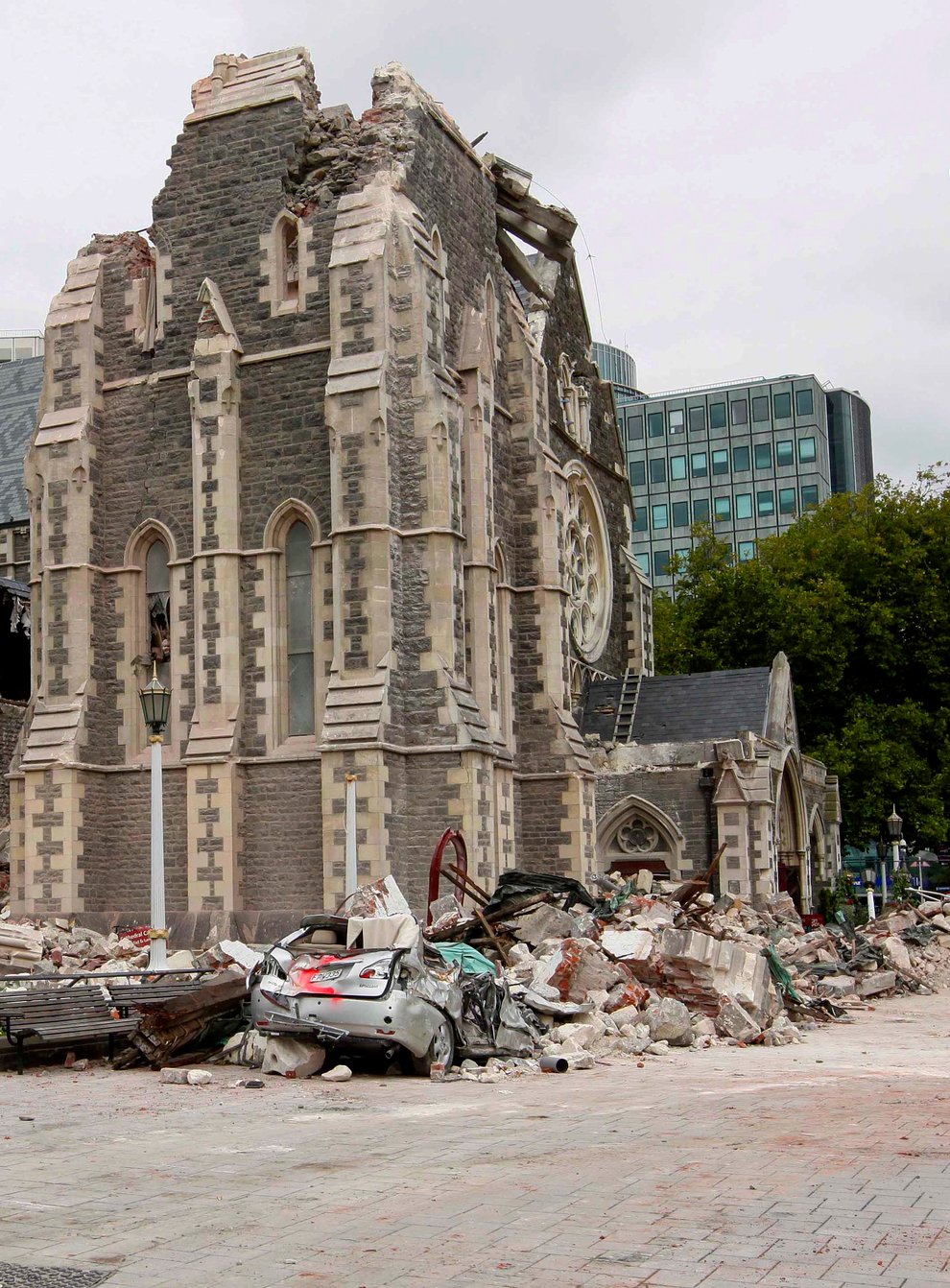 The ruined Christchurch cathedral after the 2011 earthquake