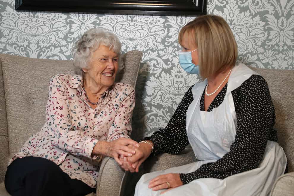 Care home resident Doreen (left) with her daughter Sandy
