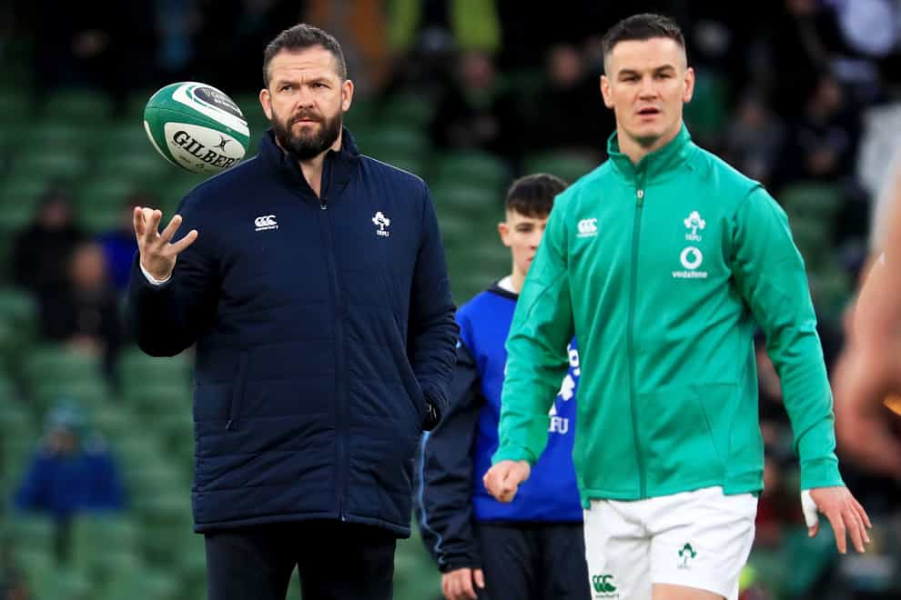 Johnny Sexton, right, is satisfied that Ireland are making progress under head coach Andy Farrell, left