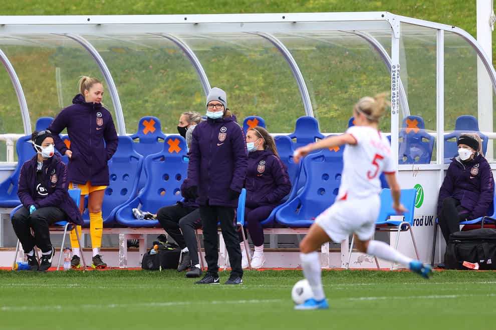 England Women head coach Hege Riise watches from the sidelines