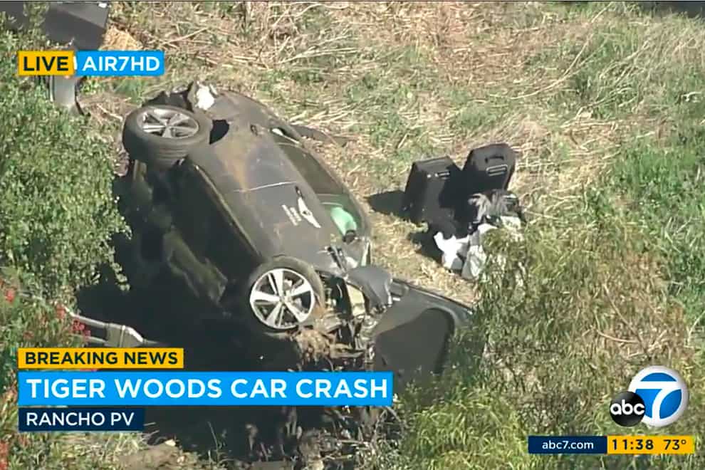 A vehicle carrying Tiger Woods rolled over in a traffic collision