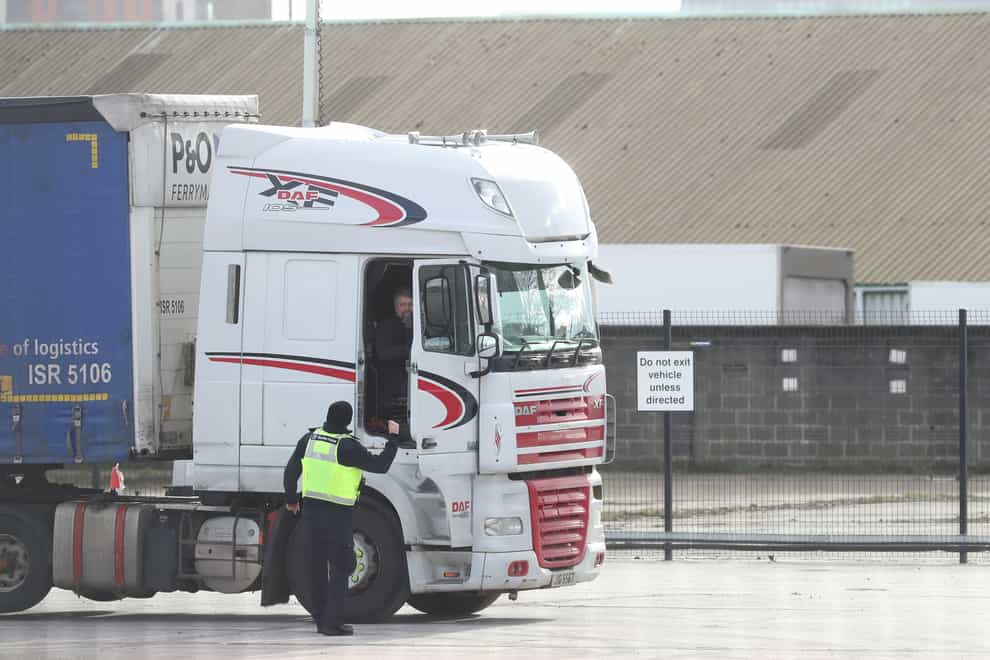 A lorry is checked