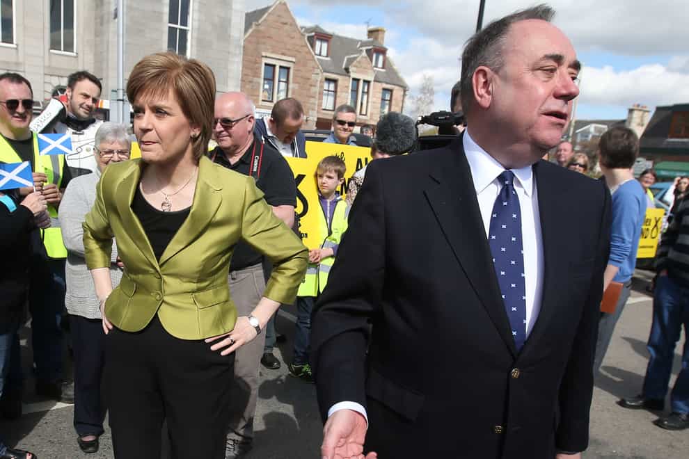 Scotland's First Minister Nicola Sturgeon with Alex Salmond