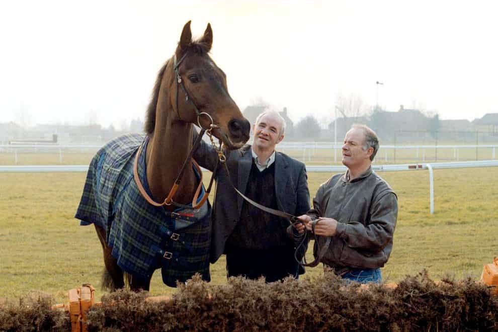 Danoli with trainer Tom Foley (left) and stable lad Jim Tracey