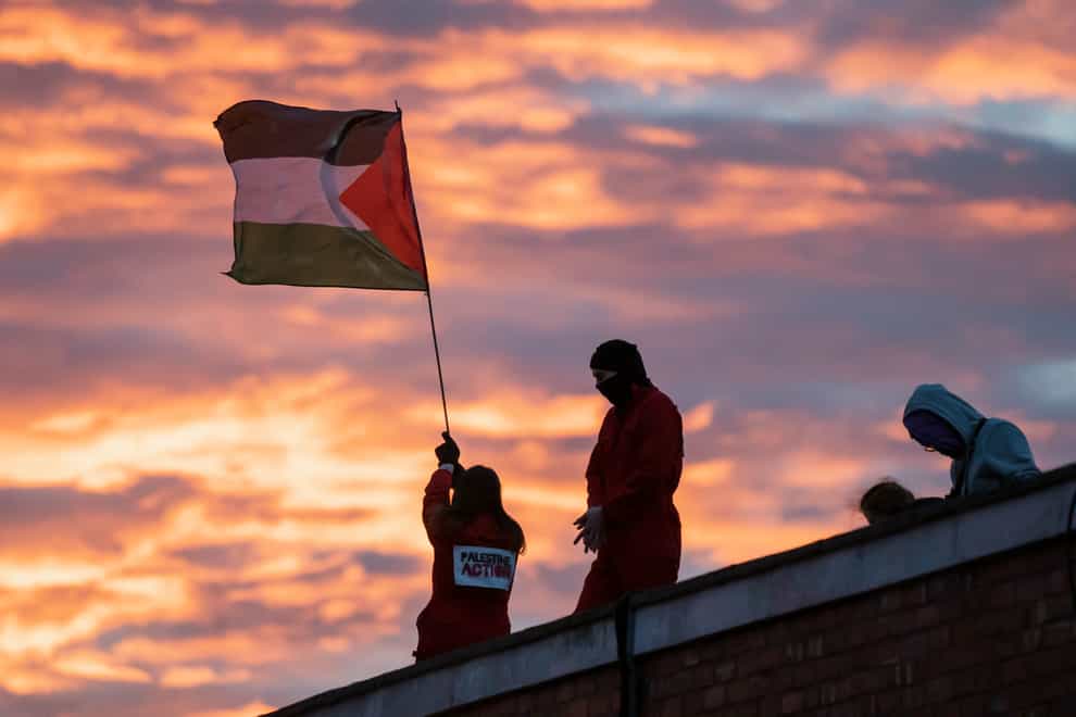 Rooftop protest at UAV Engines, Lichfield