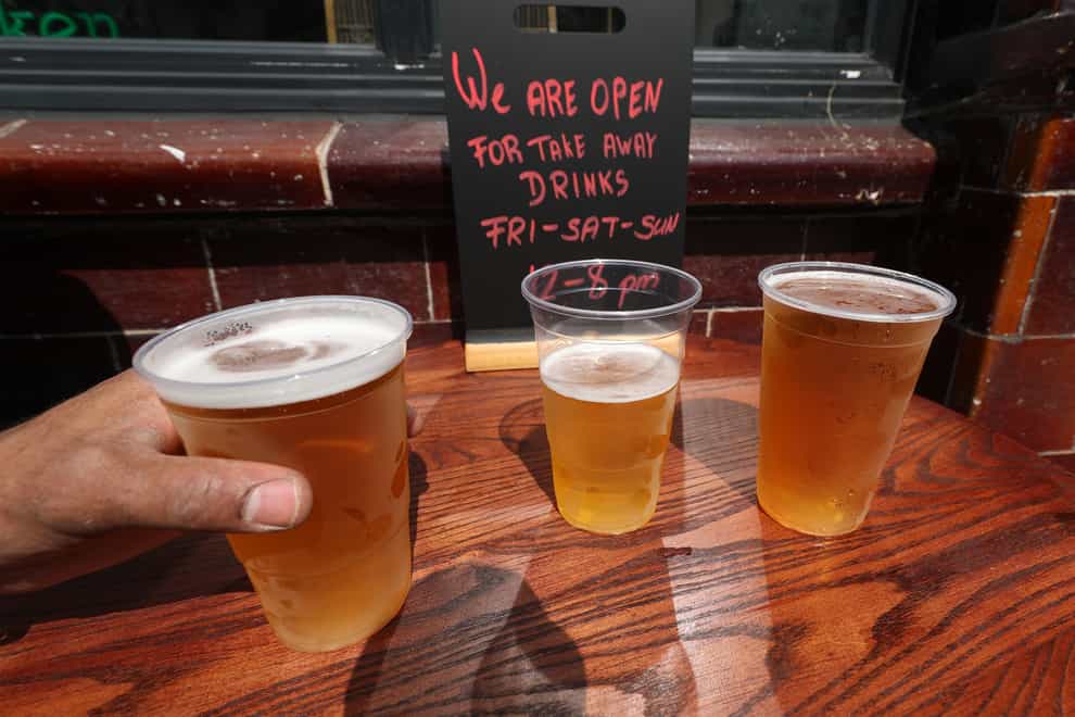 Britons may be able to get a takeaway pint from April 12 (Yui Mok/PA).
