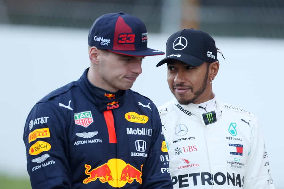 Max Verstappen, left, is not thinking about his future amid speculation linking him with a move to Mercedes as Lewis Hamilton's replacement