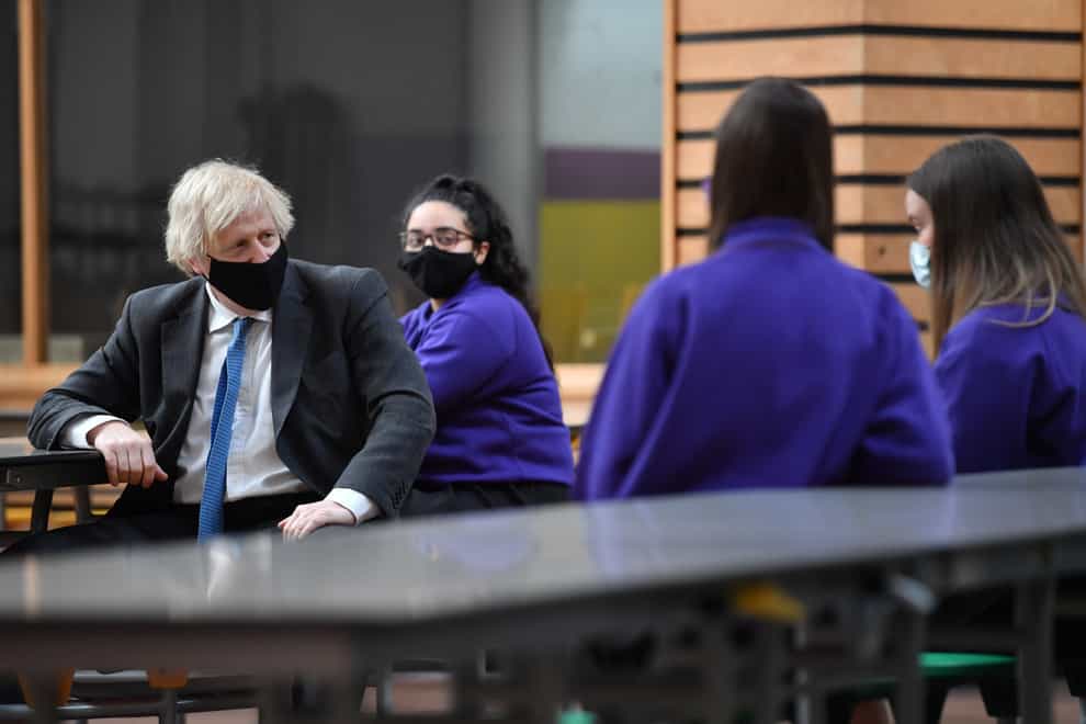 Boris Johnson speaks with school pupils