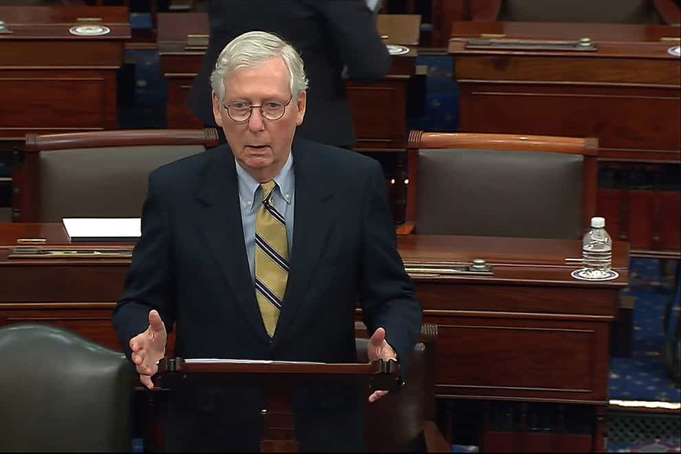 Mitch McConnell speaking at Donald Trump's impeachment vote on February 13