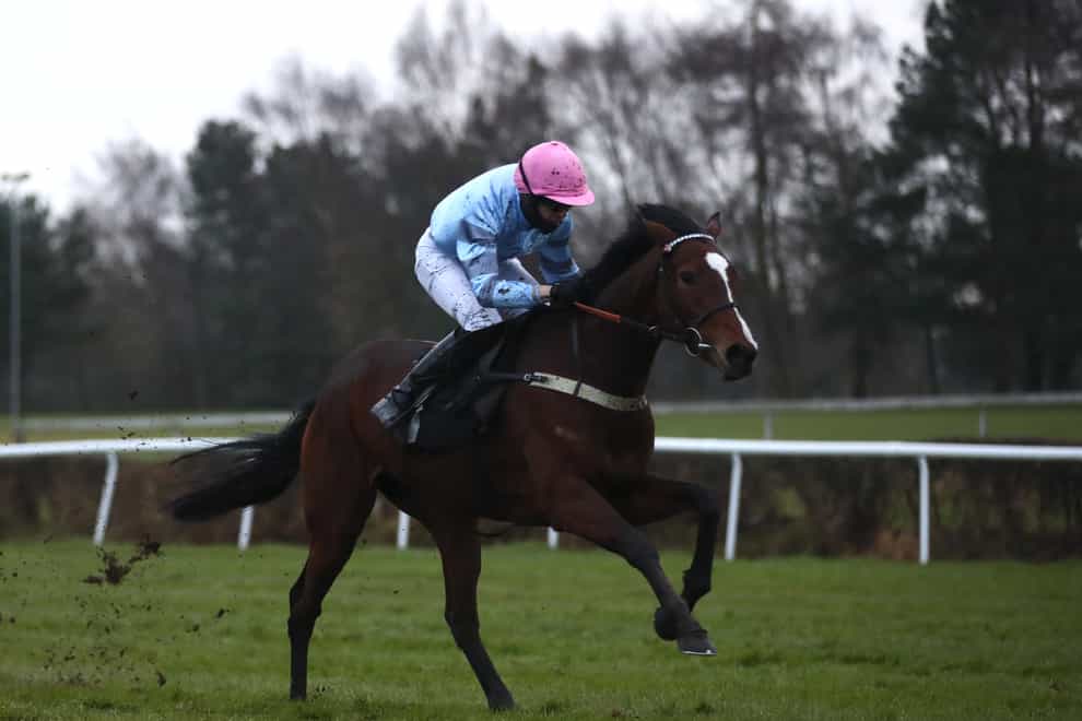 Paul O’Brien and Eileendover on their way to winning the Alan Swinbank Mares’ Standard Open National Hunt Flat Race at Market Rasen