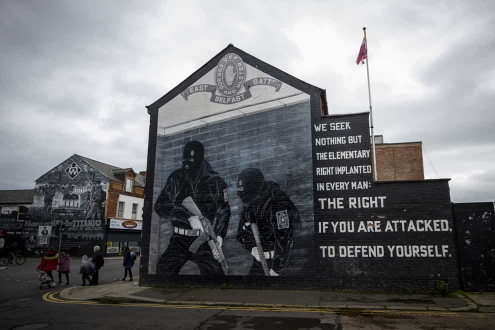 Ulster Volunteer Force (UVF) mural in support the of Ulster loyalist paramilitary group, on the wall of a property on the Lower Newtownards Road in east Belfast. Paramilitarism remains a “clear and present danger” in Northern Ireland, a new report has found. The Independent Reporting Commission (IRC) said it understands from police that there remains thousands of “signed up” paramilitary members (Liam McBurney/AP)