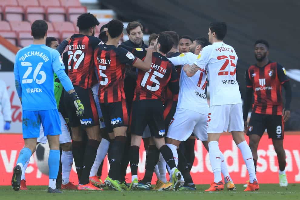 Tempers flared in the match between Bournemouth and Watford