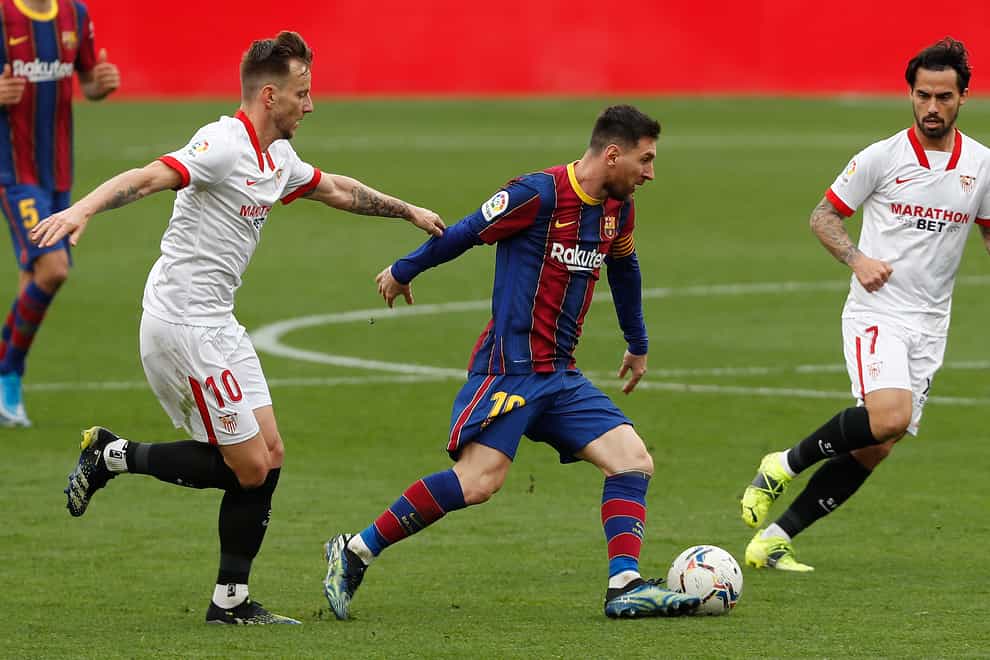 Lionel Messi in action for Barcelona against Sevilla