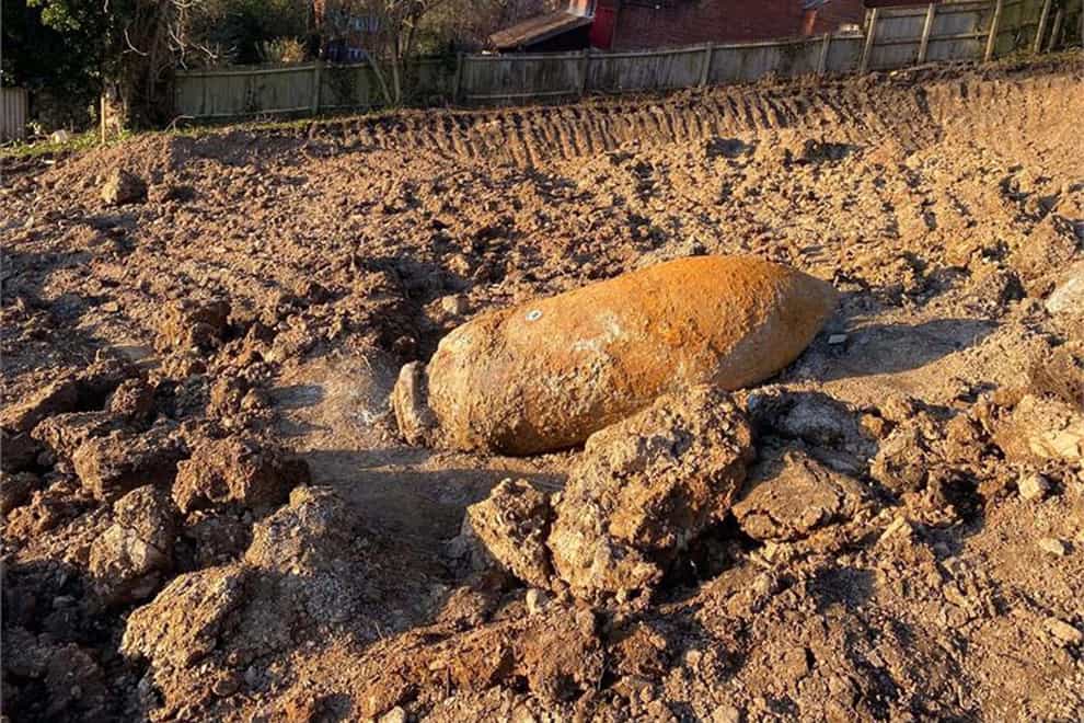 An unexploded Second World War bomb in Exeter