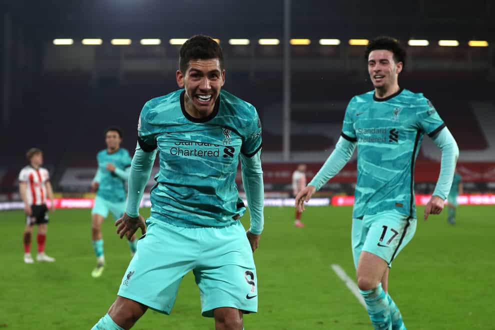 Roberto Firmino celebrates Liverpool's second goal