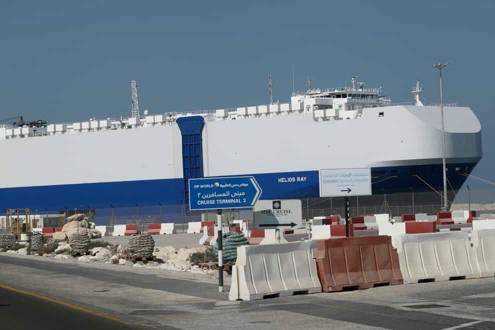 The MV Helios Ray at port in Dubai