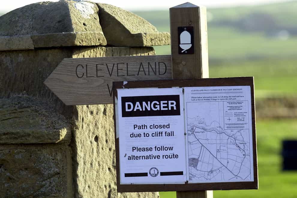 A 'Danger' sign on the Cleveland Way in Whitby