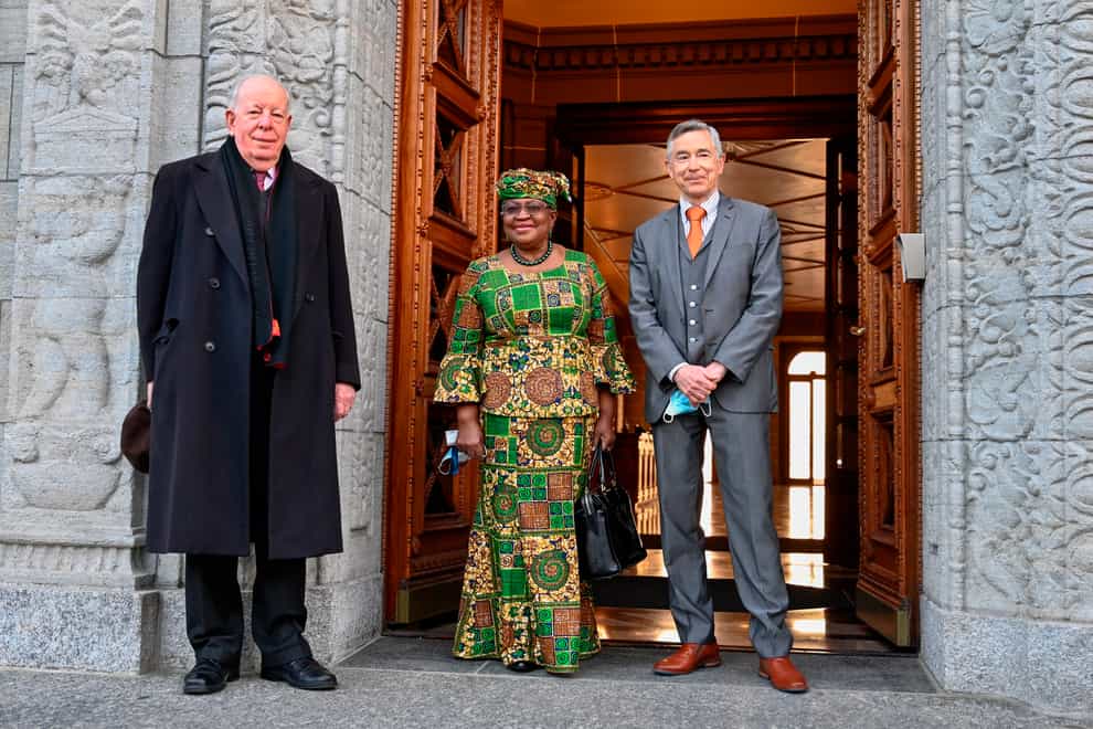 New Director-General of the World Trade Organisation Ngozi Okonjo-Iweala, centre