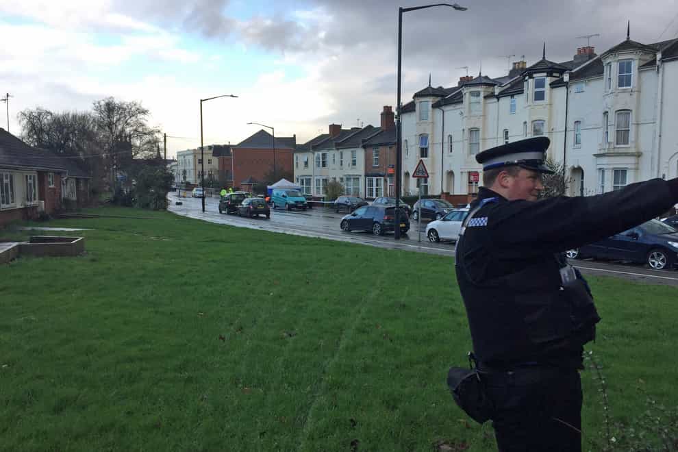 Police at the scene in Tachbrook Road, Leamington Spa, after the death of Nasir Patrice