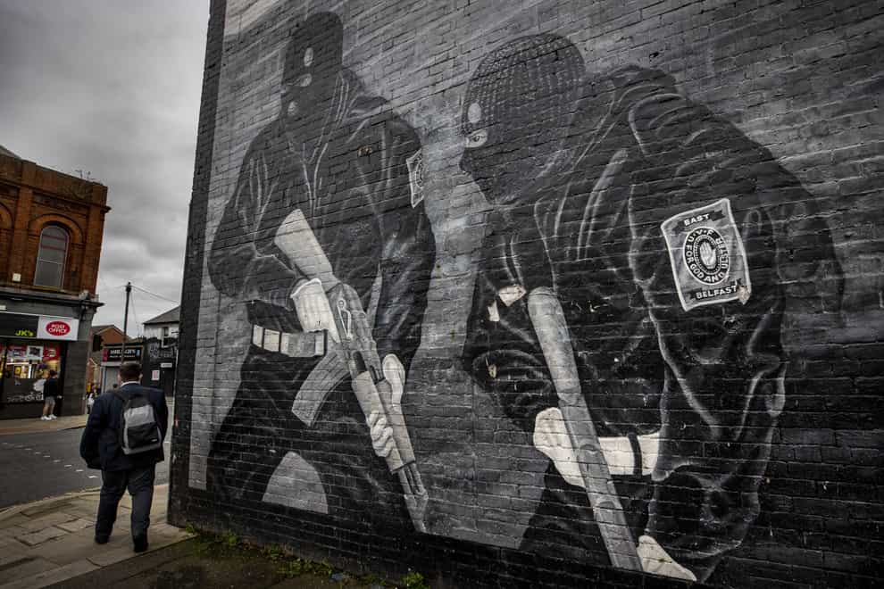 An Ulster Volunteer Force mural on the wall of a property in east Belfast