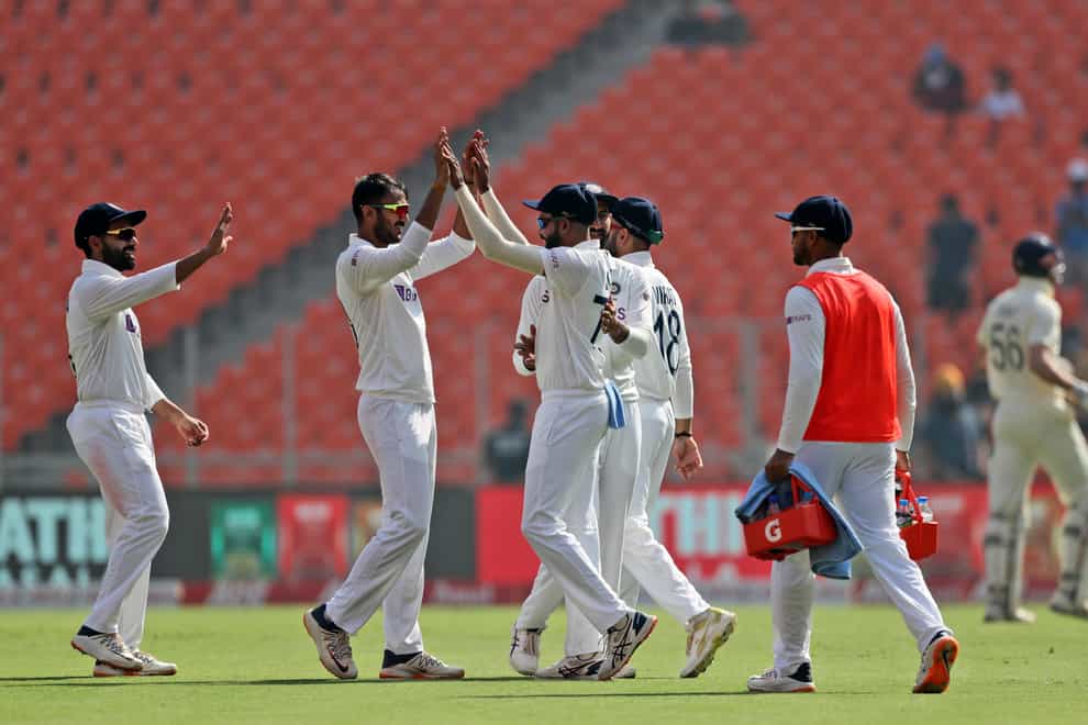 India celebrate a wicket