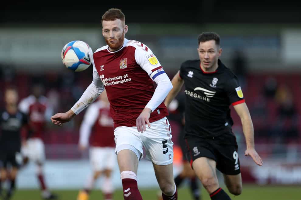 Northampton's Cian Bolger (left) is missing for the game against Portsmouth with a hip complaint