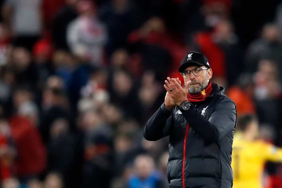 Liverpool manager Jurgen Klopp applauds the Anfield fans