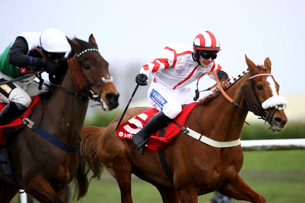 Red Infantry (right) rallies in game fashion to beat Special Prep in the Virgin Bet Grimthorpe Handicap Chase at Doncaster