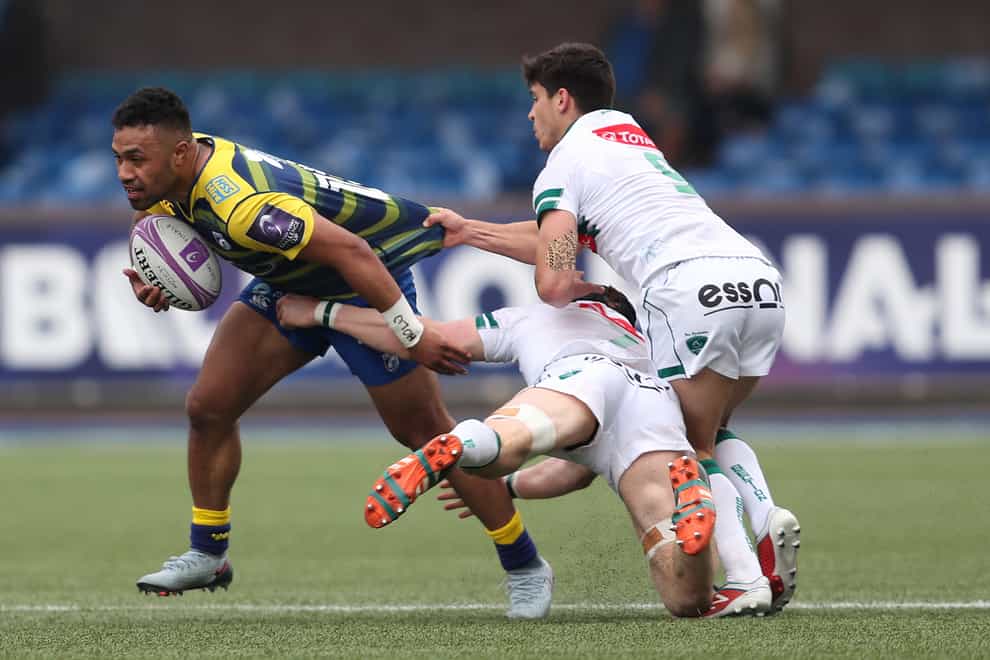 Willis Halaholo (left) in action for Cardiff Blues