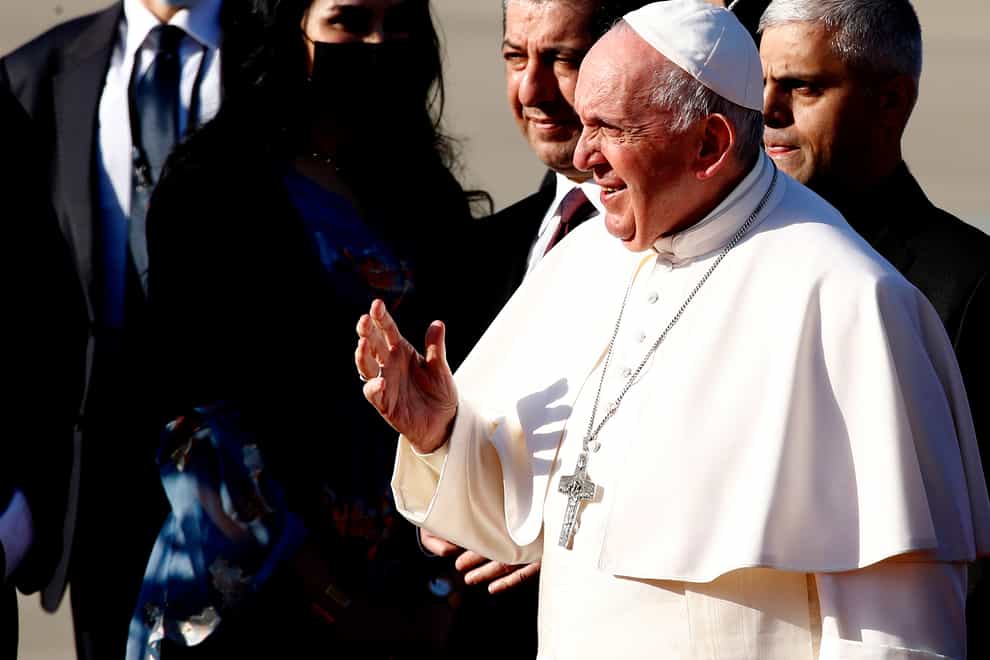 The Pope arrives at Irbil international airport