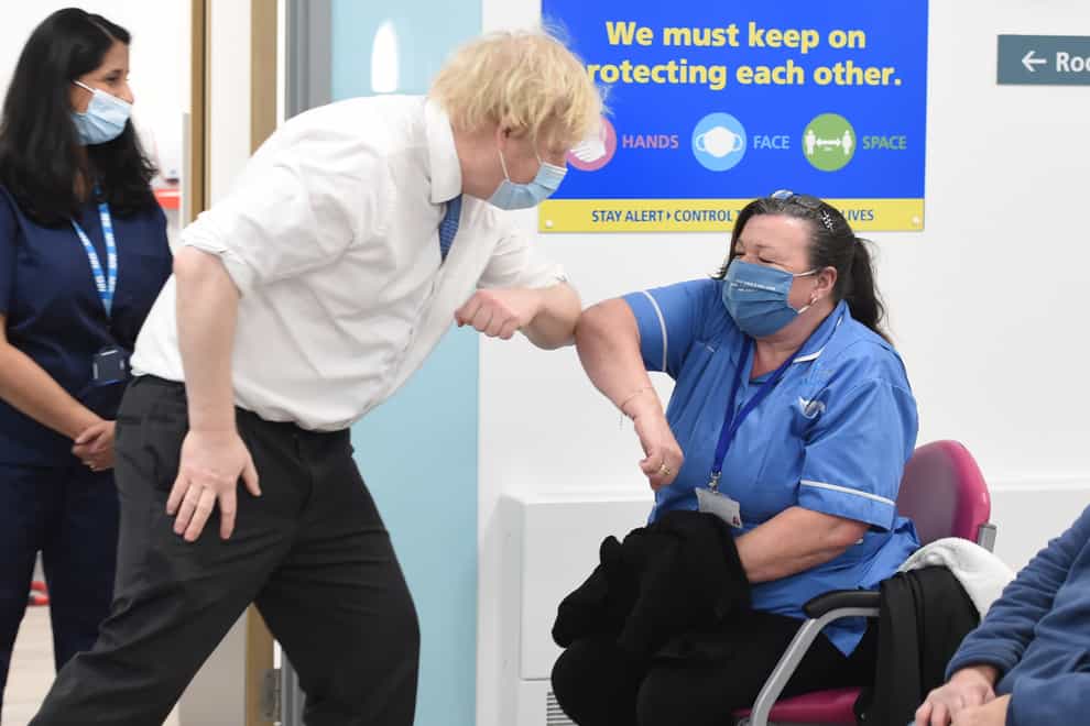 Prime Minister Boris Johnson at a vaccination centre
