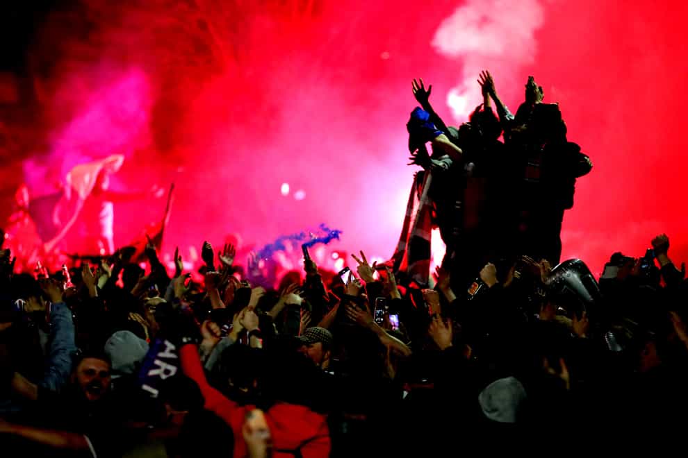 Rangers fans celebrated in Glasgow's George Square after their team were crowned champions