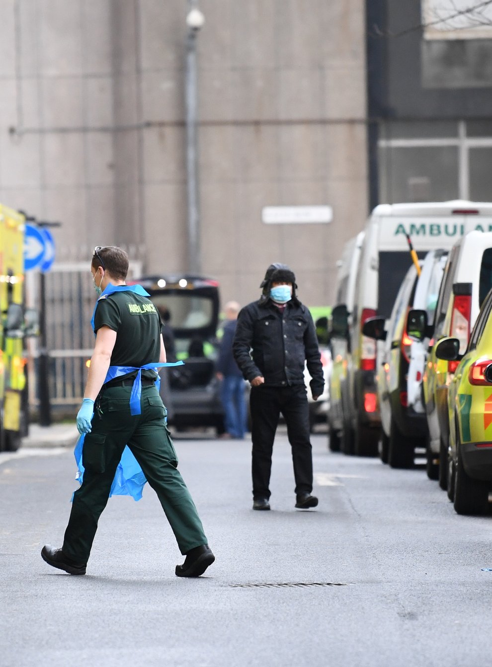 Ambulances at Whitechapel Hospital in London (Stefan Rousseau/PA)