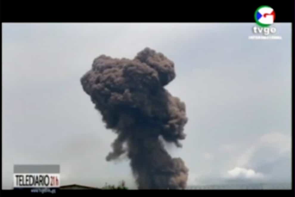 Smoke rising over the blast site at a military barracks in Bata, Equatorial Guinea (AP)