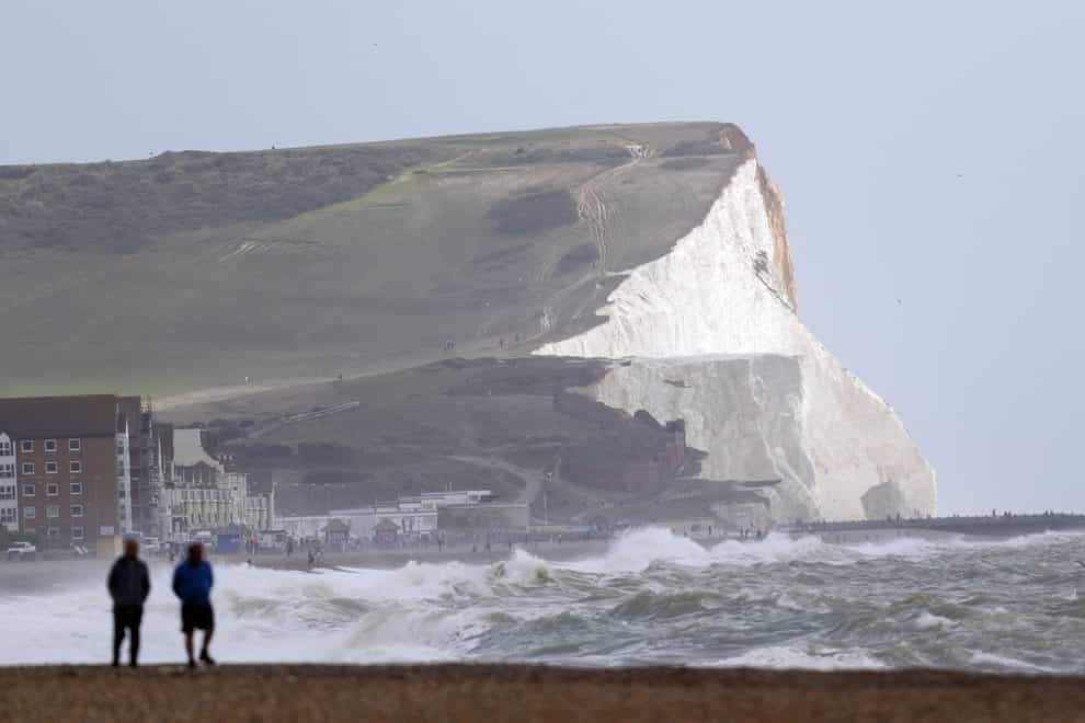 Windy conditions in Seaford, East Sussex. A yellow weather warning is in force for all of England and Wales from 9pm on Wednesday (Steve Parsons/PA)