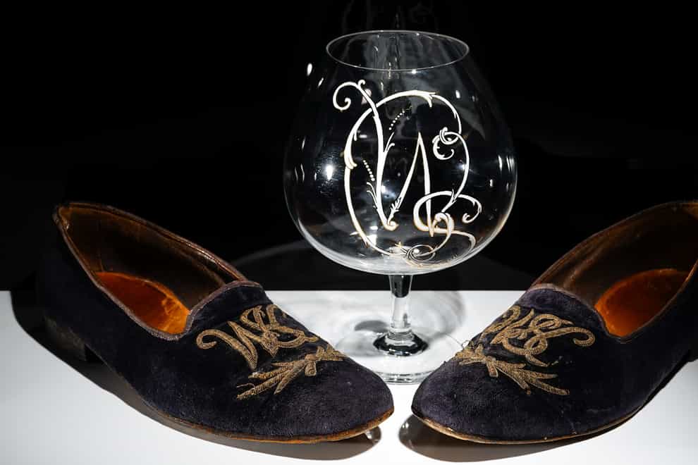 Sir Winston Churchill’s velvet slippers and brandy glass