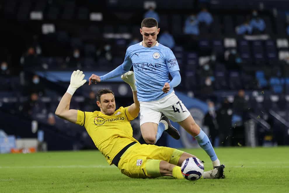 Phil Foden was controversially not awarded a penalty following a challenge by Alex McCarthy against Southampton
