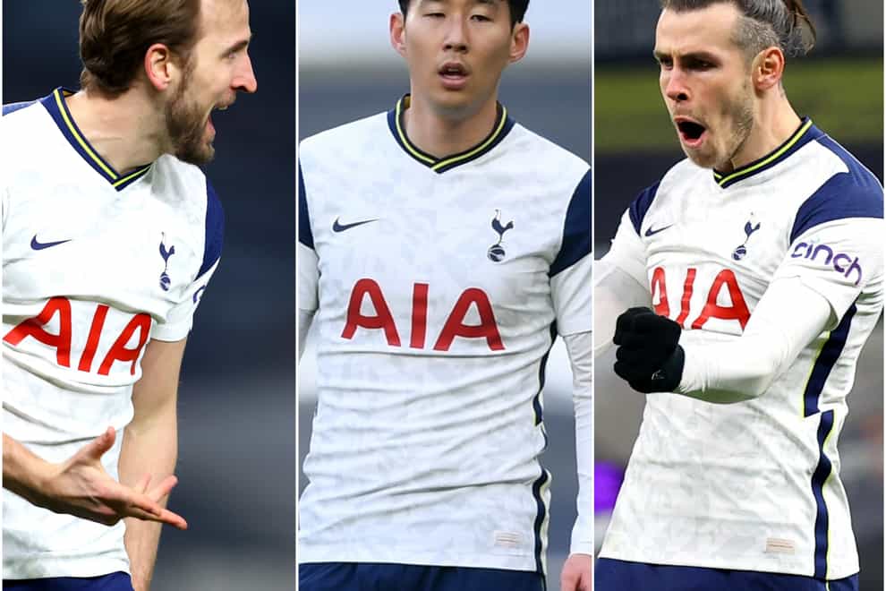 Harry Kane, Son Heung-min and Gareth Bale have scored a combined 34 Premier League goals this season.