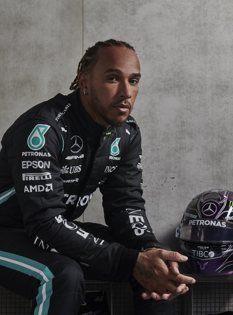 Lewis Hamilton in a photoshoot