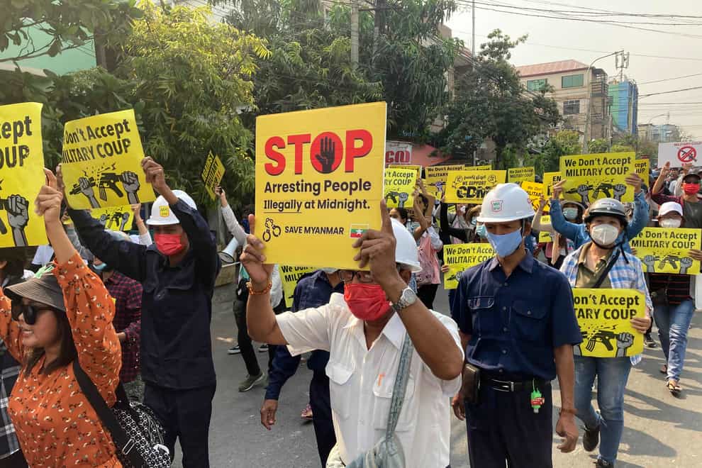 Anti-coup protesters in Myanmar