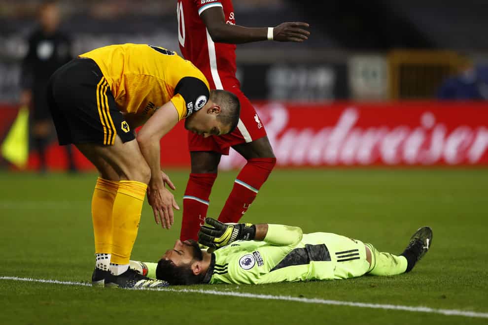 Wolves goalkeeper Rui Patricio suffered a head injury against Liverpool