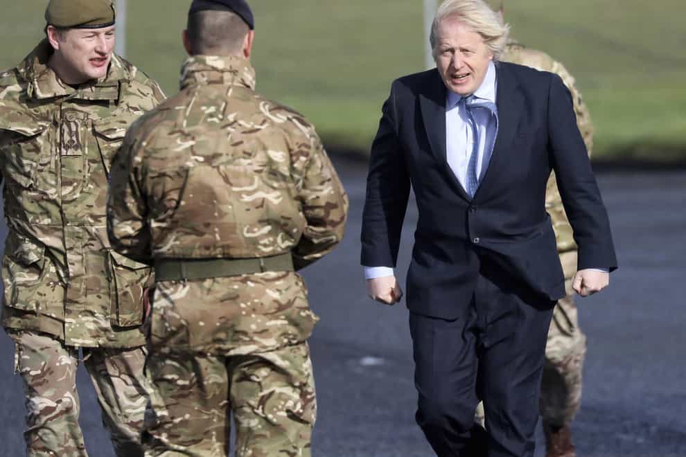 Boris Johnson meeting troops in Northern Ireland