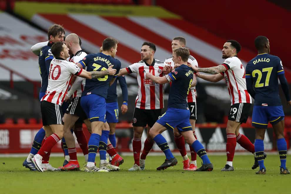 Tempers flare at the end of Southampton's win at Sheffield United
