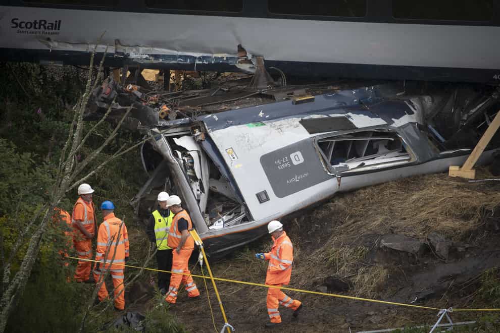 Network Rail should make more use of drones and helicopters to inspect the railway, an investigation launched after the Stonehaven crash has found (Jane Barlow/PA)
