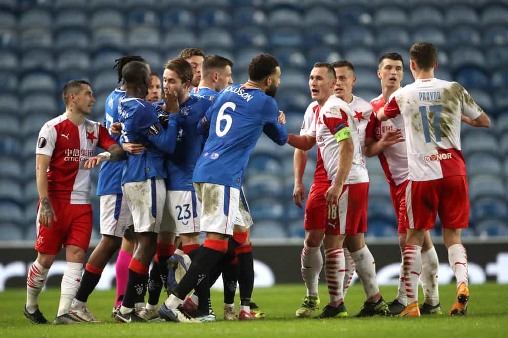 Rangers' European campaign was ended in a bad-tempered clash